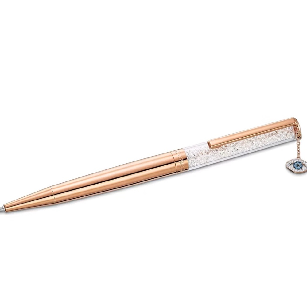 NEW SWAROVSKI Crystalline Pen In Rose Gold - Evil Eye Charm - New In Sleeve